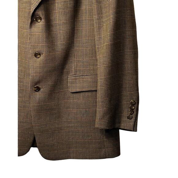 Burberrys Harris Plaid Wool Blazer Mens Size 40R Brown Tan Pristine Vintage 80s - Picture 5 of 10
